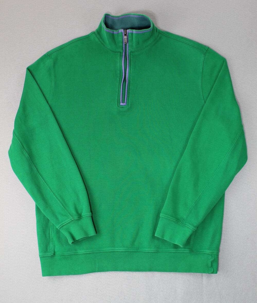 Bobby Jones Green Quarter Zip Pima Cotton Sweater Mens Medium